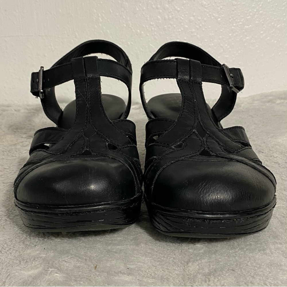 boc Born on Concept Persi Black Leather T-Strap Clog Sandal Women’s Size 10M - Picture 4 of 11